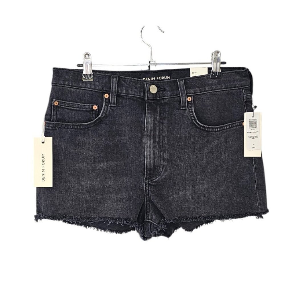 Denim Forum The Romy Slim Shorty Short, Cut Off, Black Eyeliner, Size 30, NWT